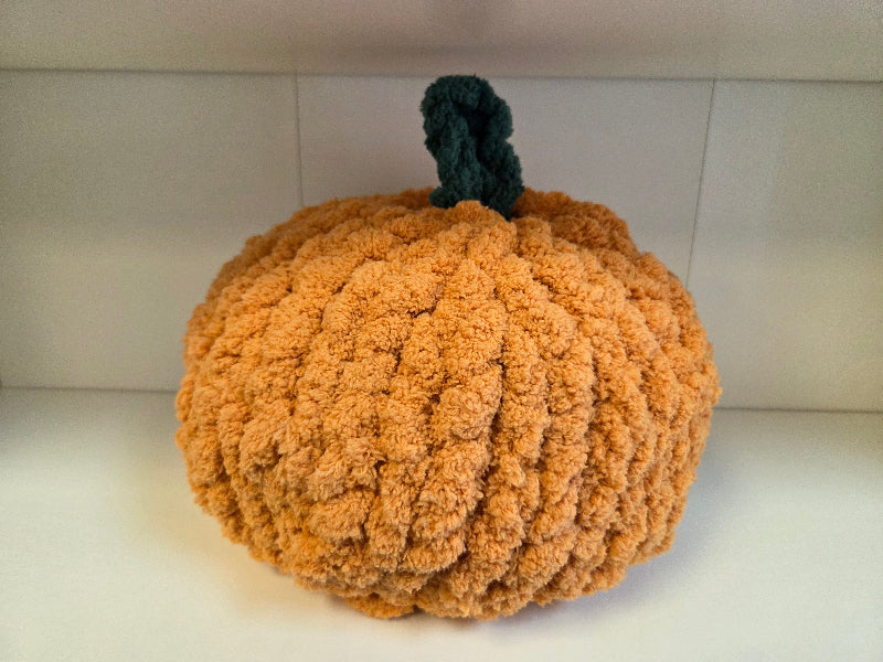 Chunky Knit Pumpkin by Make It Together Studio in Morrow, OH. Purchase as a DIY Workshop, Make and Take Kit or a Finished Product.