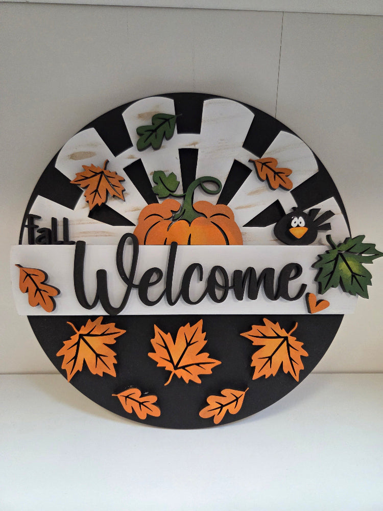 Fall Welcome Door Hanger made at Make It Together Studio in Morrow, OH