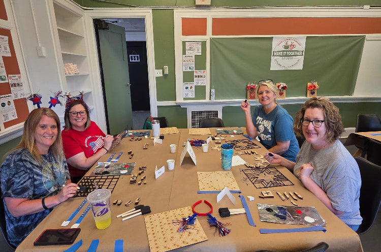 Space at Make It Together Studio for private parties and crafting workshops and Mahjong lessons. Make It Together Studio is located at Morrow Arts Center in Morrow, OH in Room 15 on Second Floor